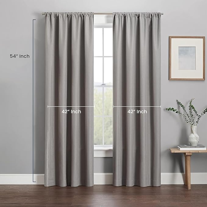 ECLIPSE Kendall Modern Blackout Thermal Rod Pocket Window Curtain for Bedroom or Living Room (1 Panel), 42" x 54", Grey