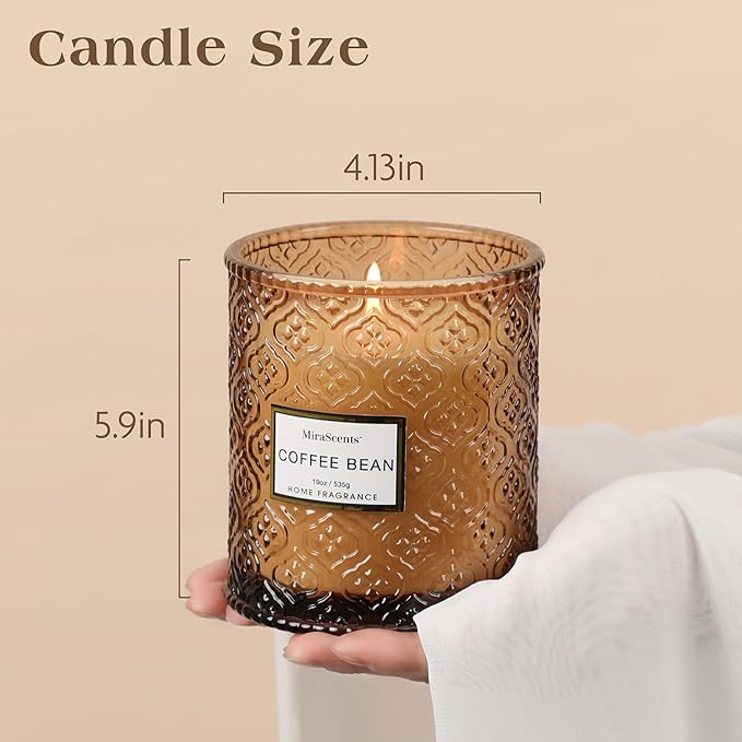 Coffee Scented Candles, Christmas Winter Candle Gifts for Women Large Natural Soy Candle, 88 Hours Burning Time, Decorative Candles in Glass, 19oz