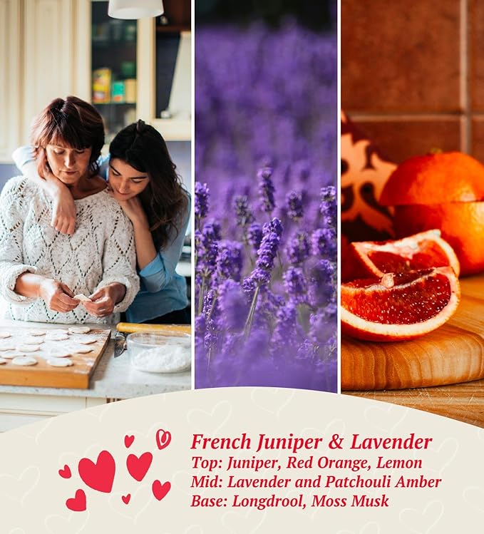 Mother's Day Candles with LED Light, Holiday Candle Gifts for Mom, Christmas Gifts for Women, Juniper&Lavender Scent Candles, Perfect for Xmas,Winter Décor,Over 40 Hours of Burn Time, 100% Soy Wax