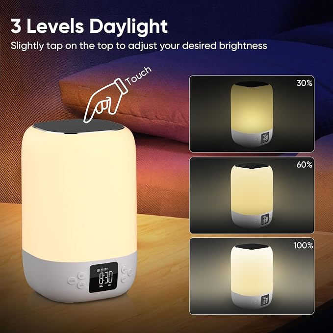 Nightlight Bluetooth Speaker Alarm Clock, Sound Machine with White Noise - Image 6