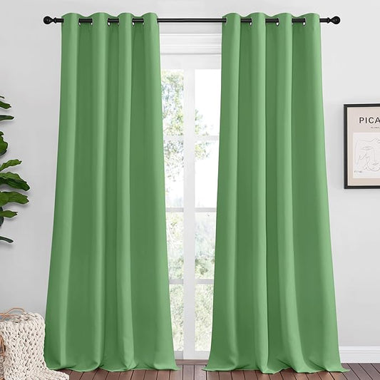 NICETOWN Froest Green Blackout Curtains 90 inches Length for Living Room, 2 Panels, 55" Wide, Thermal Insulated Long Drapes for Large Window