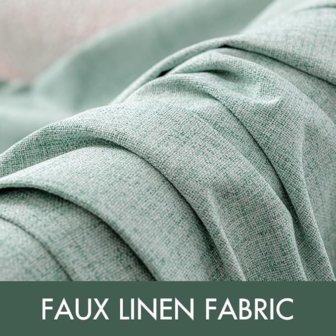 MIULEE Linen Texture Curtains for Bedroom Solid 100% Blackout Thermal Insulated Seafoam Green Curtains Grommet Room Darkening Drapes for Living Room Nursery 52x45 Inch (2 Panels)