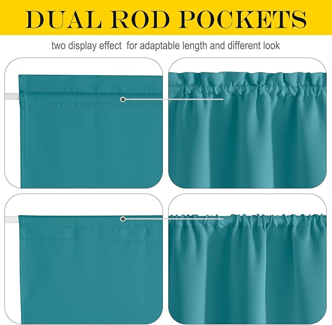 NICETOWN Blackout Rod Pockets Window Curtain Back Door Side Panels for Privacy - 42W x 80L Window Treatment Curtains Drapery for French Door, 1 Panel, Peacock Teal