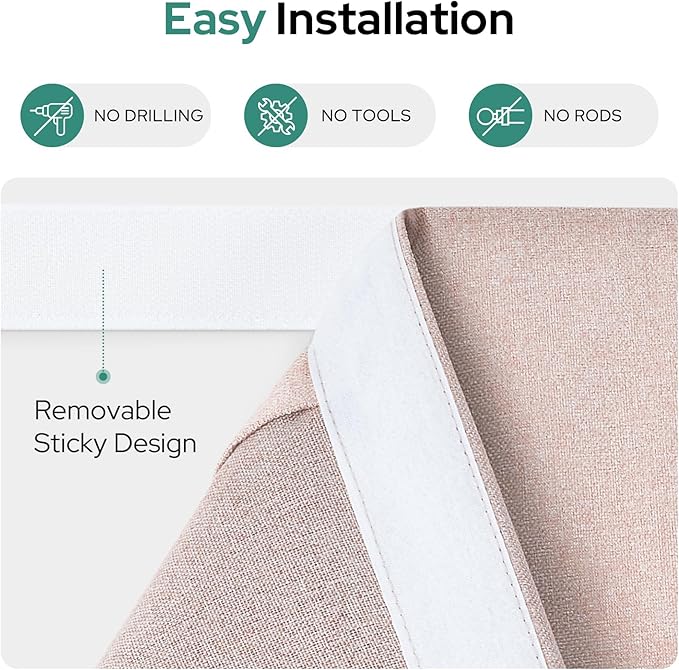 HOMEIDEAS 100% Linen Blackout Sidelight Curtains for Front Door, Side Door Window Curtains, Small Window,Thermal Insulated Covering, 1 Panel, W12 X L40 Inch, Blush Pink