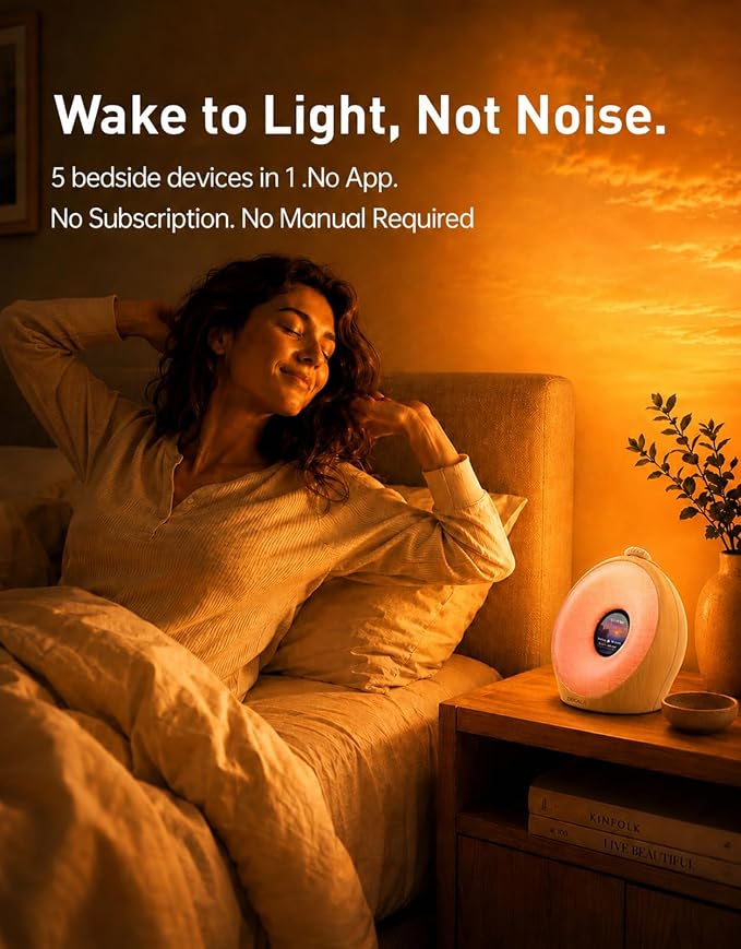 Dekala Sunrise Alarm Clock for Heavy Sleepers with Pulse Wake, Sunset Sound Machine with Breathing Ambient Light, Loud Alarm for Bedrooms, Wake Up Light, Digital Color Display & 7 Themes, No App - Image 2
