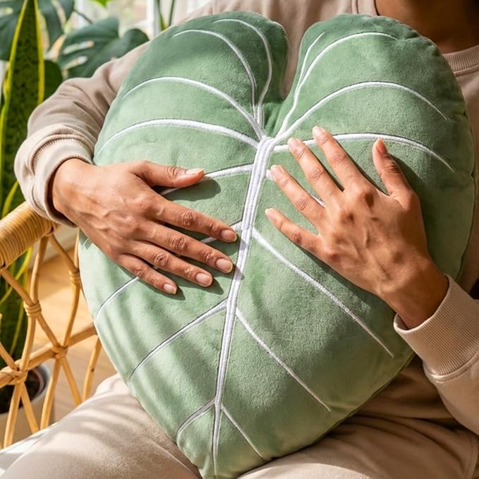 Green Philosophy Co. Philodendron Gloriosum Leaf Pillow - Moody Green
