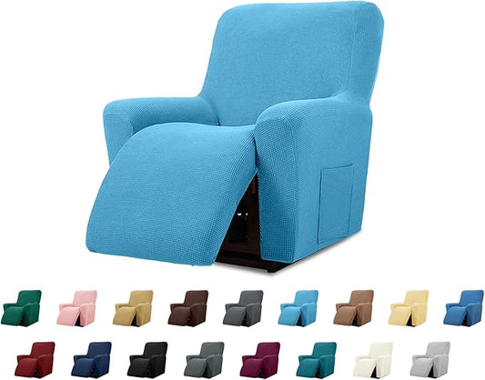 Cupuamon Recliner Chair Covers,Lazy Boy Recliner Covers Stretch Reclining Covers 1 Piece Furniture Protector with Elastic Bottom for Dog,Kids-Blue Mist