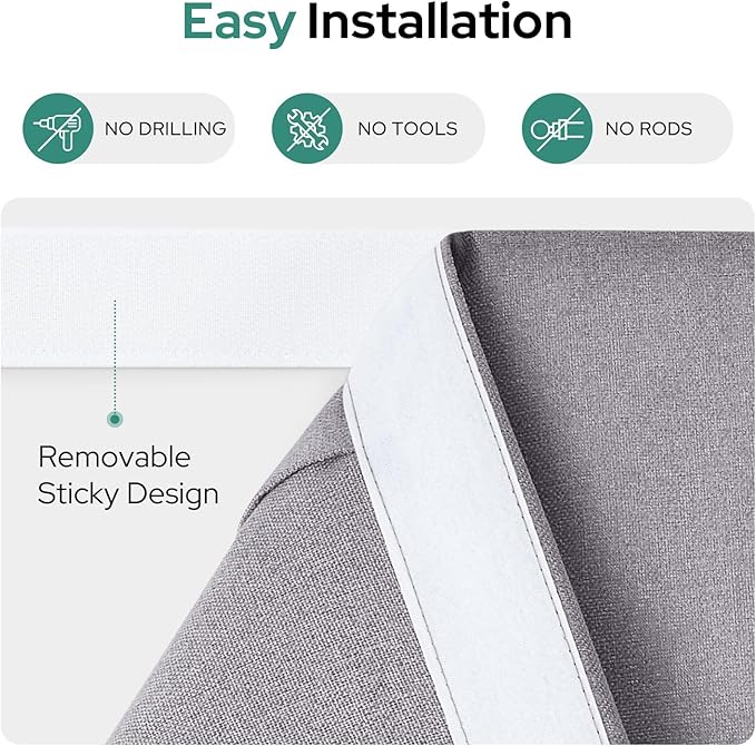 HOMEIDEAS 100% Light Gray Linen Blackout French Door Curtains, Privacy Door Window Curtains, 26 X 72 Inch Room Darkening Blinds, Thermal Insulated Shades for Bedroom, 1 Panel