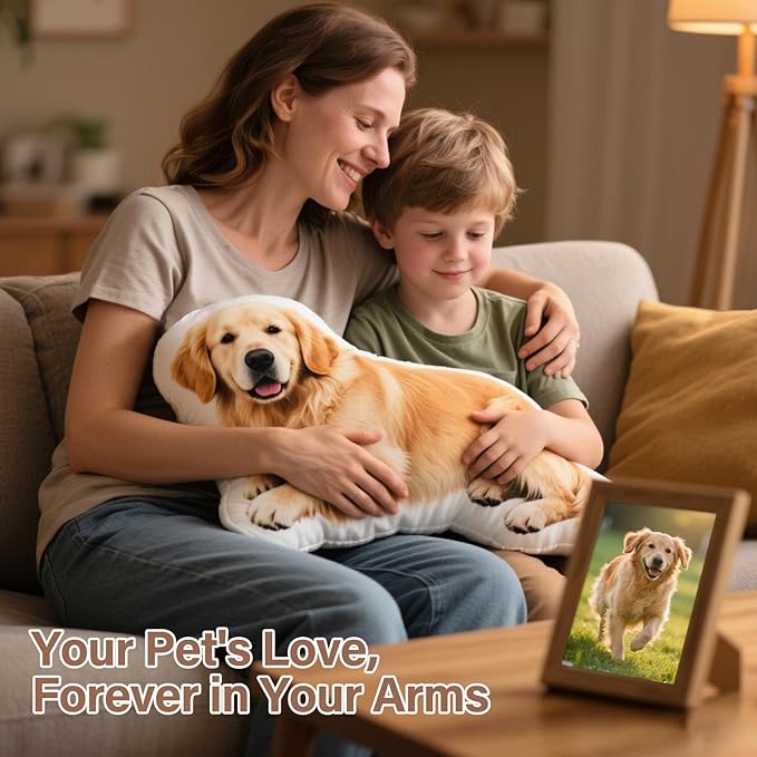 Custom Pet Pillow with Picture, Personalized Dog Cat Shaped Pillow Memorial Loss Sympathy Gifts, Customized Stuffed Animal Pictures Pillows Gift for Dog Lover