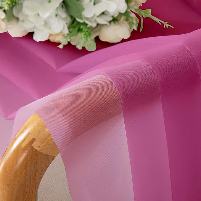 Lecloud Hot Pink Sheer Curtains 72 Inches Long 2 Panels, Solid Voile Light Filtering Living Room Curtains for Bedroom, Rod Pockets Window Treatment Transparent Airy Drapes, Each Panel 42" W x 72" L