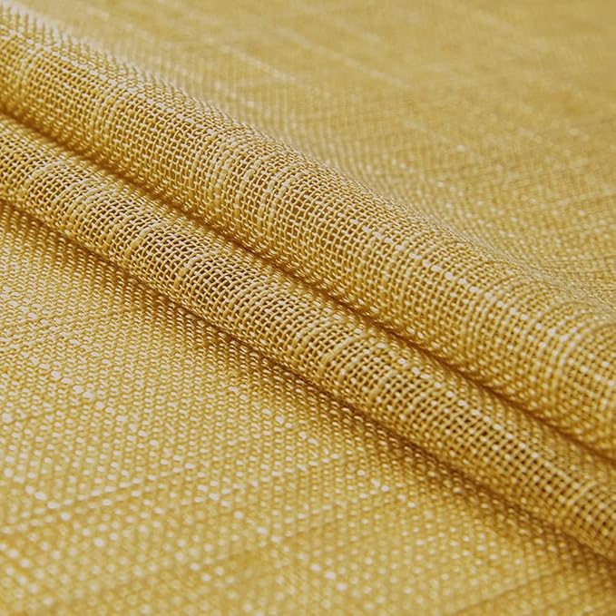 XTMYI Mustard Gold Yellow Curtains for Spring Bedroom Small Window 2 Panels Rod Pocket Semi Sheer Cafe Fall Curtains for Kitchen Bathroom Living Room 24 Inch Length
