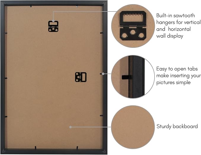 Americanflat 12x18 Poster Frame with Polished Plexiglass - Use as 11x17 Frame with Mat or Display 12x18 Photo Without Mat - Soho Collection - Deep Molding Picture Frames for Wall Display - Black