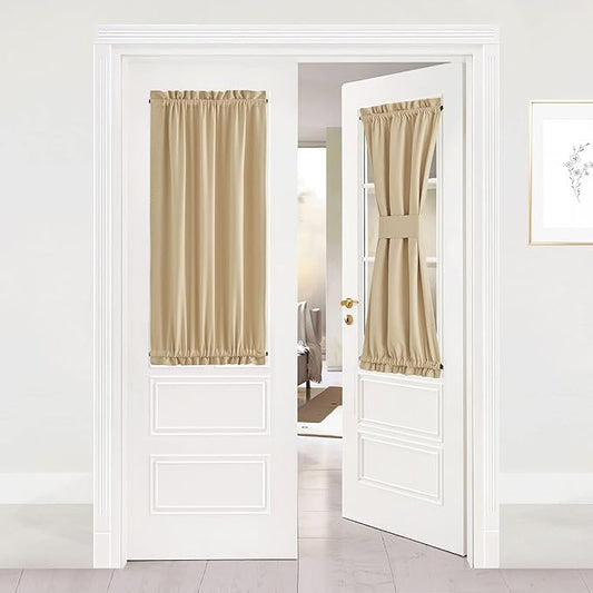 NICETOWN Side Lights Front Door Curtain - Entry Way Decor Room Darkening French Sliding Door Thermal Privacy Window Treatment Drapery Panel (25" Width x 40" Length, Cream Beige, 1 Panel)