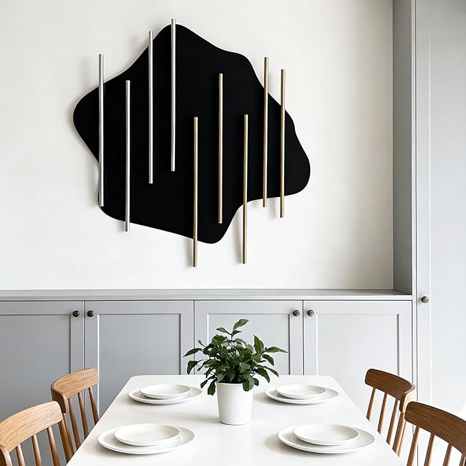 HYVAKUPPA 3D Large Metal Wall Decor Modern Aesthetic Wall Sculptures 19.3”W by 19.7”H Luxury Geometric Circular Decor Wall Art Artwork for Bedroom Dining Living Room Wall Decorations