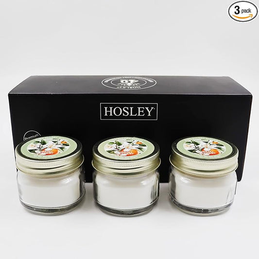 Hosley Jar Candle Neroli Scented Classic 3oz Clear Glass Jar Single Wick Candle, Over Upto 20 Hours of Burn Time, Ideal for Creating Relaxing Ambience & Holiday Gifting
