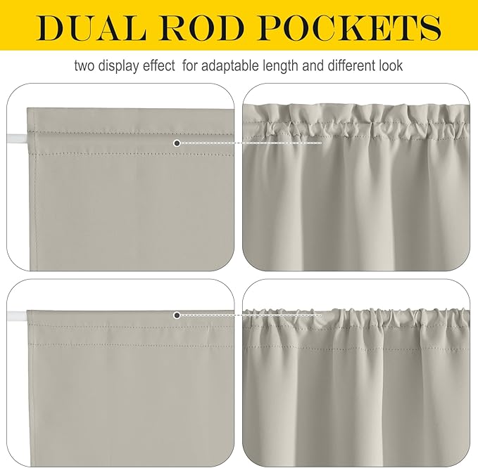 NICETOWN Blackout Door Curtain - Privacy Thermal Insulated Farmhouse Window Curtains for Patio French Front Door Sidelight Curtain for Wind Cover, W30 x L72 inch, 1 Panel, Natural