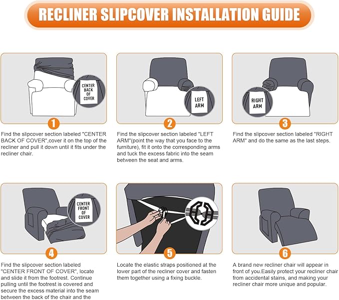 VANSOFY Oversized Recliner Chair Cover,4Pieces Stretch Recliner Covers for Recliner Chair Soft Reclining Chair Slipcover with polyester & spandex material,Furniture Protector for Dogs Cats(Light Gray)