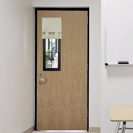 RYB HOME Door Curtains for Small Windows, Full Privacy Protect Room Darkening Sides Drapes for Classroom Door Window Kitchen, 1 Panel, Light Beige W12 x L30