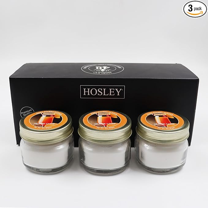 Hosley Jar Candle Orange Cassis Scented Classic 3oz Clear Glass Jar Single Wick Candle, Over Upto 20 Hours of Burn Time, Ideal for Creating Relaxing Ambience & Holiday Gifting