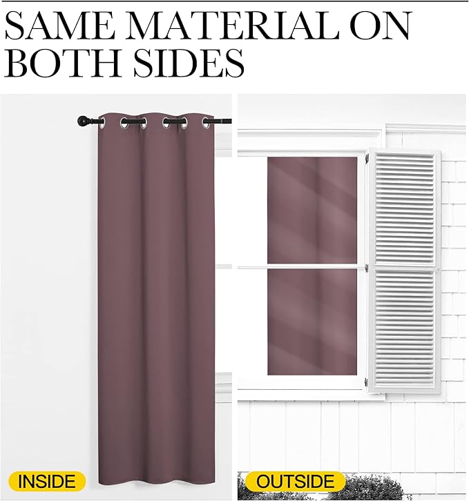 NICETOWN Dry Rose Room Darkening Curtains for Kitchen, Set of 2, 42 inches Wide by 68 inches Long, Window Treatment Thermal Insulated Solid Grommet Room Darkening Curtains/Drapes for Bedroom