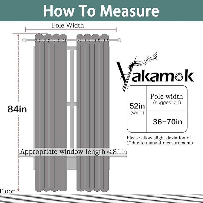 Yakamok Aqua Blackout Curtains 84 Inch Length Light Blocking Thermal Insulated Room Darkening Solid Grommet Window Treatment Drapes Curtain for Bedroom Living Room (W52xL84 2 Panels Aqua Blue)