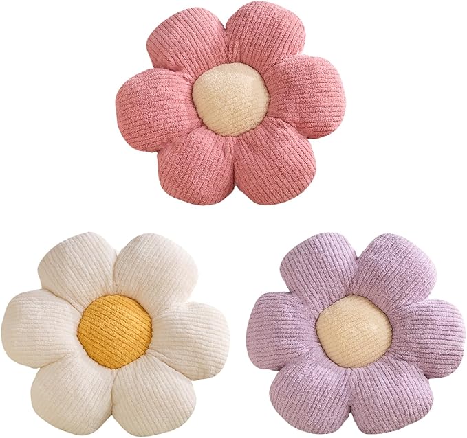 XIAIJIA 3 PCs Flower Pillow Flowers Shaped Pillow Cushion Decorative Daisy Pillow for Bed Cute Throw Pillows