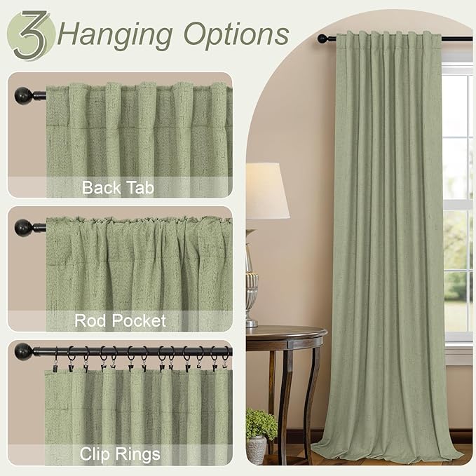 Nursery Blackout Curtains for Baby Girls Room Boys Bedroom Boho Cottagecore Cottage Core Home Decor Sage Green Curtains for Living Room 90 Inches Long 2 Panel Set Light Sage Pale Grey Green Gray Drape