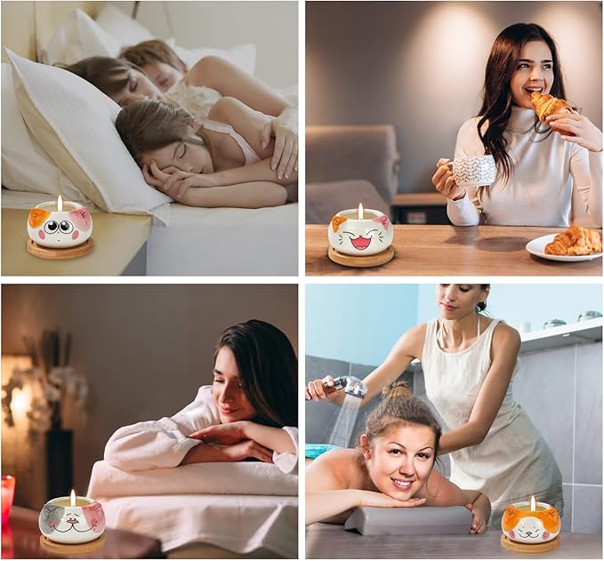 Scented Candles - 6 Pack Novelty Gifts for Women's Birthday, Unique Cat-Themed Presents