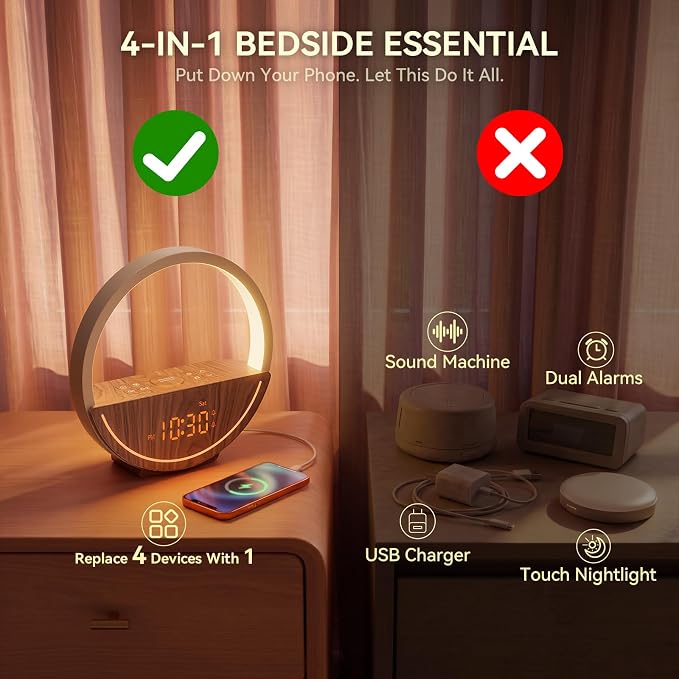 Vivilumens Sunrise Alarm Clock with Sound Machine & Night Light - Image 2
