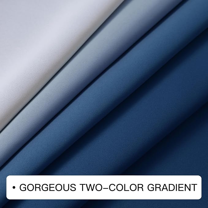 COSVIYA Curtains & Drapes Ombre Royal Blue Curtains 84 inch Long 2 Panels Set, Grommet Room Darkening Light Blocking Insulated Thermal Gradient Window Panels for Bedroom/Living Room,52x84 inches