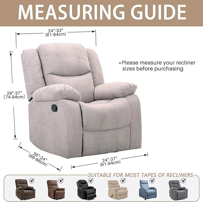 JIVINER 4-Piece Recliner Chair Covers Stretch Jacquard Chair Covers for Reclining Chair Recliner Slipcovers for Living Room Soft Recliner Protector with Pocket (Recliner,Dark Coffee)