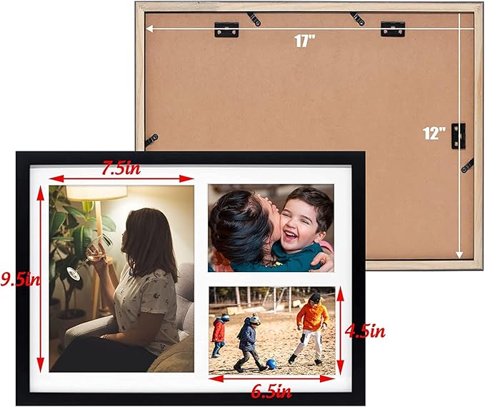 Golden State Art, Set of 8, 12x17 Black Wood Picture Frame - White Mat for 8x10 And 5x7 Photos - Tempered Glass, Sawtooth Hanger, Swivel Tabs - Wall Mounting - Great for Gift