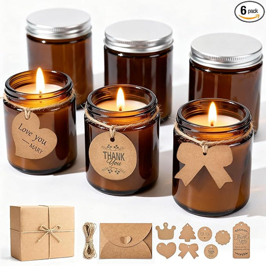 Home Scented Candles Gift Set, 6 Pack Aromatherapy Candles for Women, Non Toxic Soy Wax Candles for Relaxing Stress Relief, Emotional Gift with Handwritten Cards