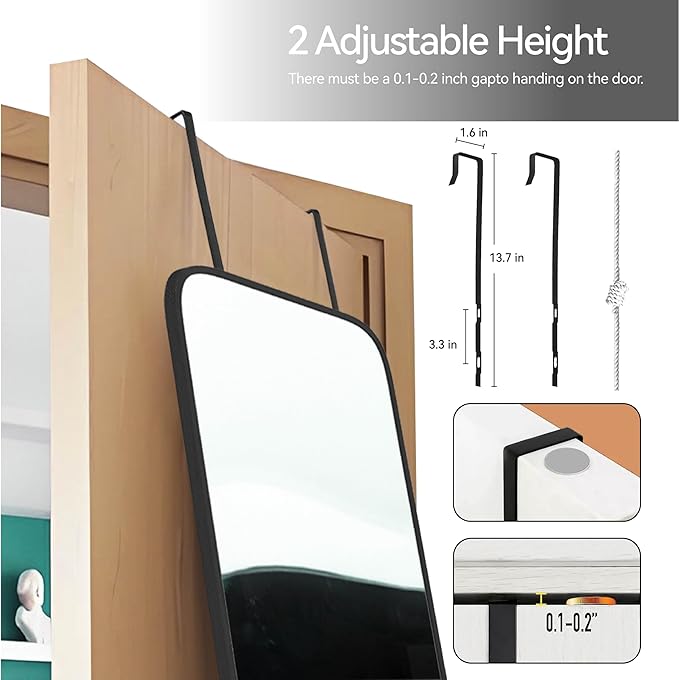 SCWF-GZ Rectangle 57x16 Mirror Full Length Wall Mounted Hanging or Against Wall Metal Frame Dressing Make-up Mirrors for Entryway Bedroom Bathroom Living Room 57 16 inch Black