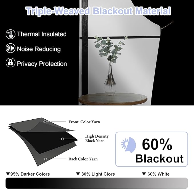 Simplebrand Ava Natural Blackout Curtains for Bedroom 90 Inches Long 2 Panels Set, Solid Privacy Energy Saving Living Room Window Treatment Curtains Blackout Drapes, W40 x L90 Inch, Natural