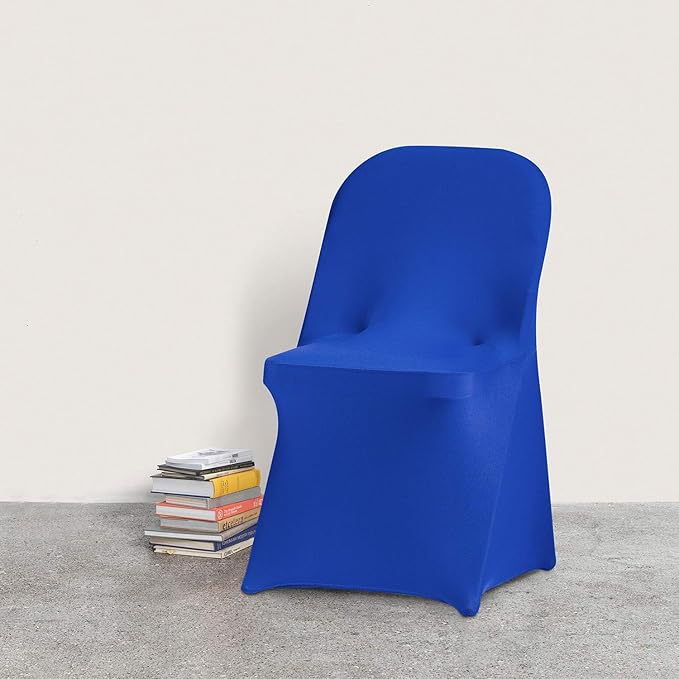Peomeise Stretch Spandex Folding Chair Cover for Wedding Party Dining Banquet Event (Royal Blue,6pcs)