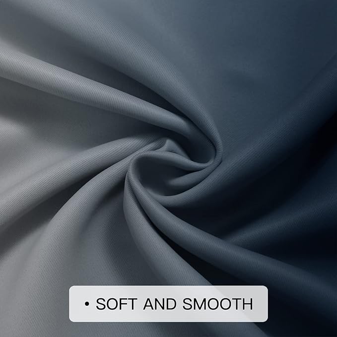 COSVIYA Curtains & Drapes Ombre Navy Blue Curtains 36 inch Long 2 Panels Set, Grommet Room Darkening Light Blocking Insulated Thermal Gradient Window Panels for Bedroom/Living Room,52x36 inches