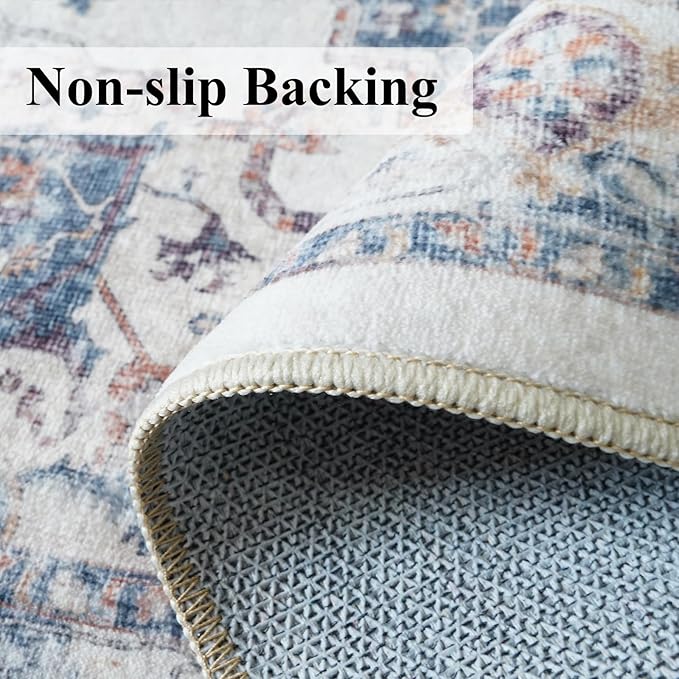 2x8 Washable Hallway Runner Rug: Indoor Non-Slip Entryway Kitchen Rugs Oriental Ultra Soft Carpet for Living Room Bedroom Thin Light Weight Water Resisitant Floor Mat for Bathroom Laudry(2x8,Brick)