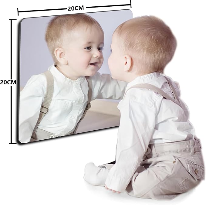 quegau Kids Safety Shatterproof Mirror for Wall, Plastic Mirror Wall Mounted, Made of Unbreakable Acrylic Non-Glass, Thick 1/8",1Pcs 8"x8", Great for Bedroom Door Closet, Kids' Rooms Mirrors