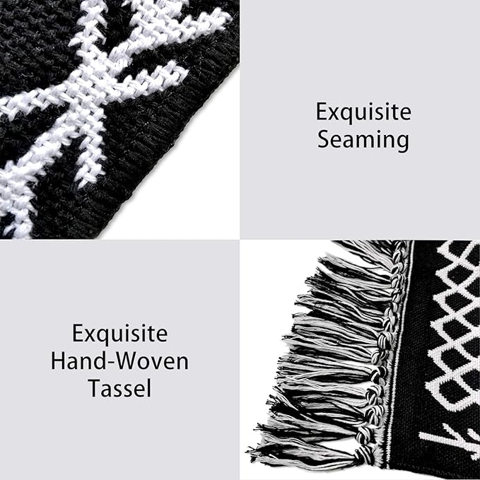 IOHOUZE Kitchen Hallway Runner Rug -2'x6' Boho Black White Entryway Runner Rugs for Halloween Decor/Fall Decor, Woven Indoor Outdoor Carpet Rugs, Washable Rag Rug for Bedroom/Bathroom/Laundry Room