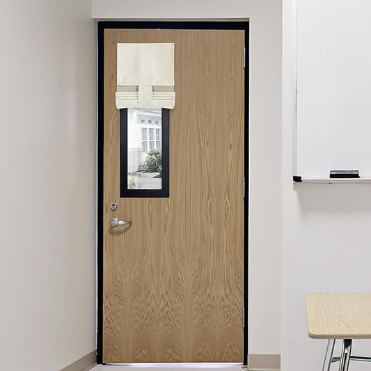 RYB HOME Classroom Door Window Cover, 100% Blackout Shades for Classroom Windows and Doors Cover Lockdown Shades Blocks Views, W 8 x L 36 inch, Ivory, 1 Panel