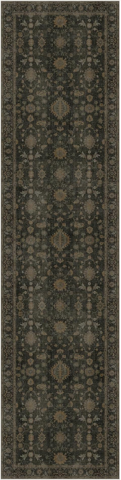 GENIMO Runner Rug for Hallways Machine Washable, 26x6 Non Slip Boho Vintage Lightweight Washable Runners, Thin Floor Rugs for Entryway Hallway Bathroom Laundry Room Corridor, Wood Brown