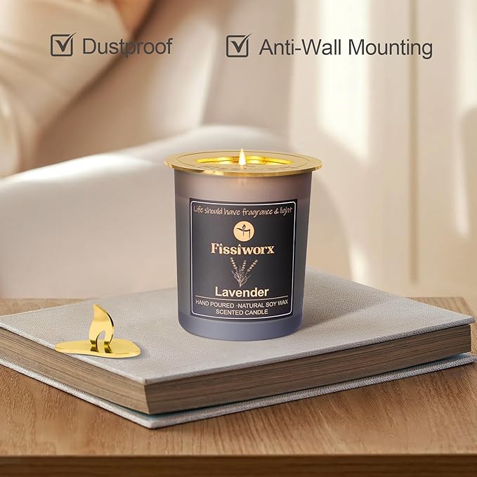 Lavender Scented Candle with Candle Topper – Natural Soy Wax Hand-Poured – Relax and Relieve Stress – 60-Hour Long-Lasting Burn – Premium Aromatherapy Candle for Home Decor, Gifts