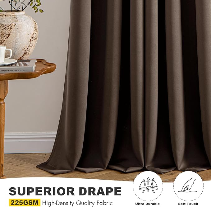 MIULEE Chocolate Brown Blackout Curtains for Bedroom Living Room 84 Inches Long 2 Panels, Thermal Insulated Room Darkening Drapes Grommet Noise Reducing Light Blocking Window Treatments 40x84 inch