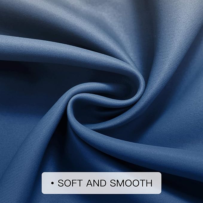 COSVIYA Grommet Ombre Room Darkening Curtains 84 inch Length 2 Panels, Gradient Drapes Blue and Grayish White Light Blocking Insulated Thermal Window Curtains for Bedroom/Living Room,52x84 inches