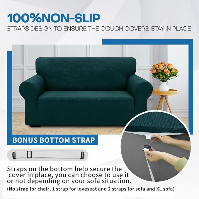 XINEAGE 2026 New Stretch Armchair Covers 1 Piece Chair Slipcovers Chair Protector for Living Room Thick Soft Chair Cover with Elastic Bottom Couch Cover for Pets Kids (31"-46", Blackish Green)