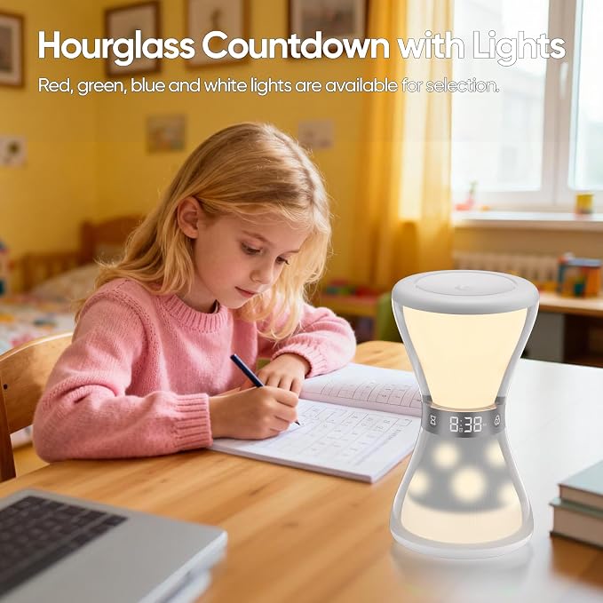RGB Night Light Alarm Clock, Digital Alarm Clock with Hourglass Shape - Image 5