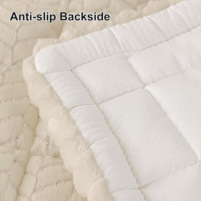 Smiry Non Slip Couch Covers for Dogs, Fuzzy Pet Couch Covers for 2 Cushion Sofa Pet Friendly, Soft Sofa Loveseat Slipcovers Cushion Furniture Protector Washable (Beige, 27.6" x 47")