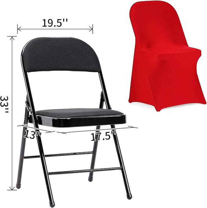 Peomeise Stretch Spandex Folding Chair Cover for Wedding Party Dining Banquet Event (Red,25pcs)