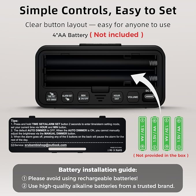 Battery Operated Small Alarm Clock: Compact Cordless Design - Image 7